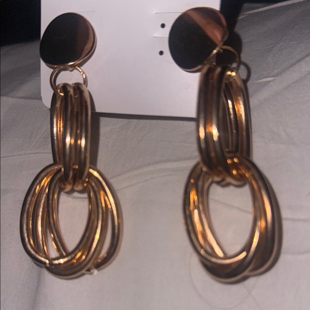 Gold Multi-Ring Drop Earrings - Women Jewelry
